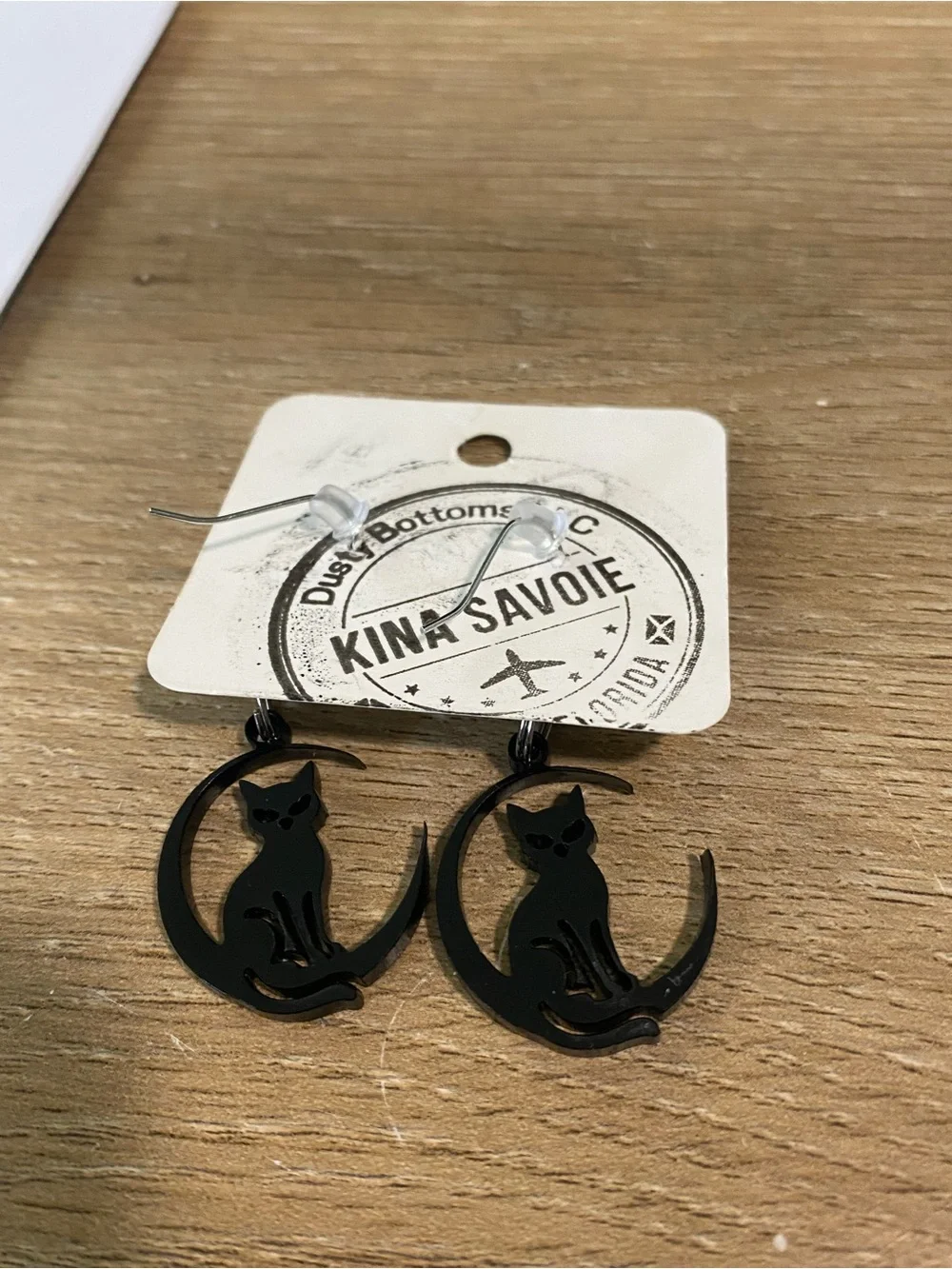 Black Cat Crescent Dangle Earrings - Elegant Black Cat Jewelry homemade